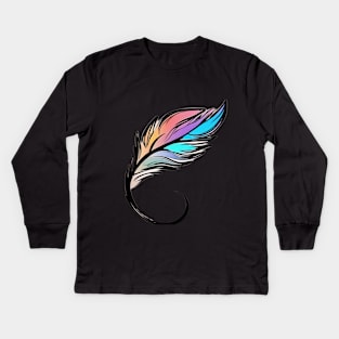 Colorful Abstract Feather Art No. 452 Kids Long Sleeve T-Shirt